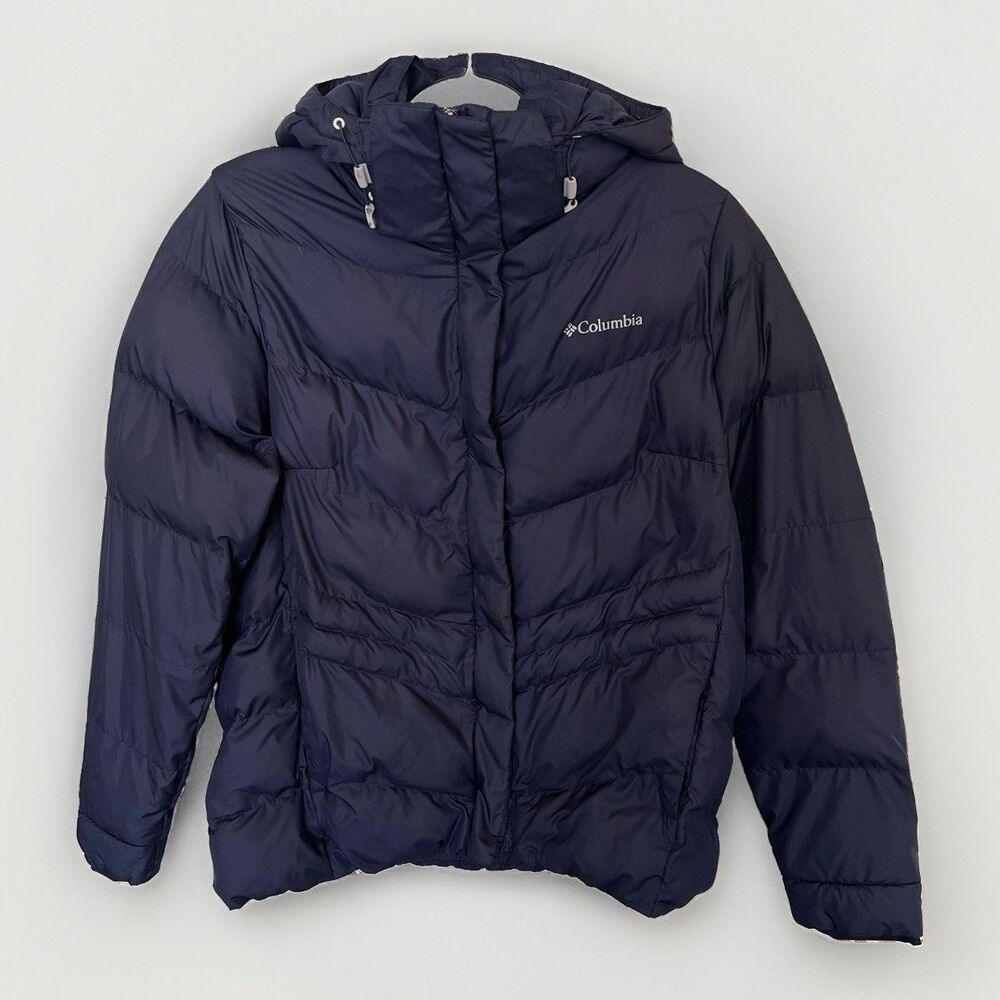 Columbia Peak To Park Insulated Hooded puffer Jacket Coat Women’s M ski navy